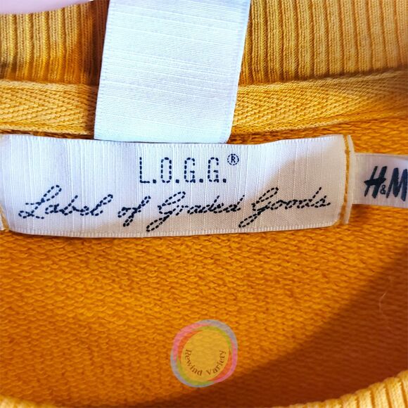 H&M LOGG Sweatshirt Mens Medium Yellow Blue SUSTAIN Graphic Cal Bears Team Color - Picture 4 of 10